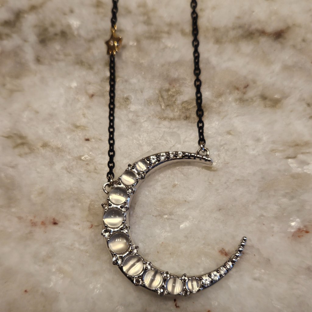 Rare Monica Rich Kosann Dream Crescent Moon Star Sapphire 925 Charm Necklace — image 4 of 8